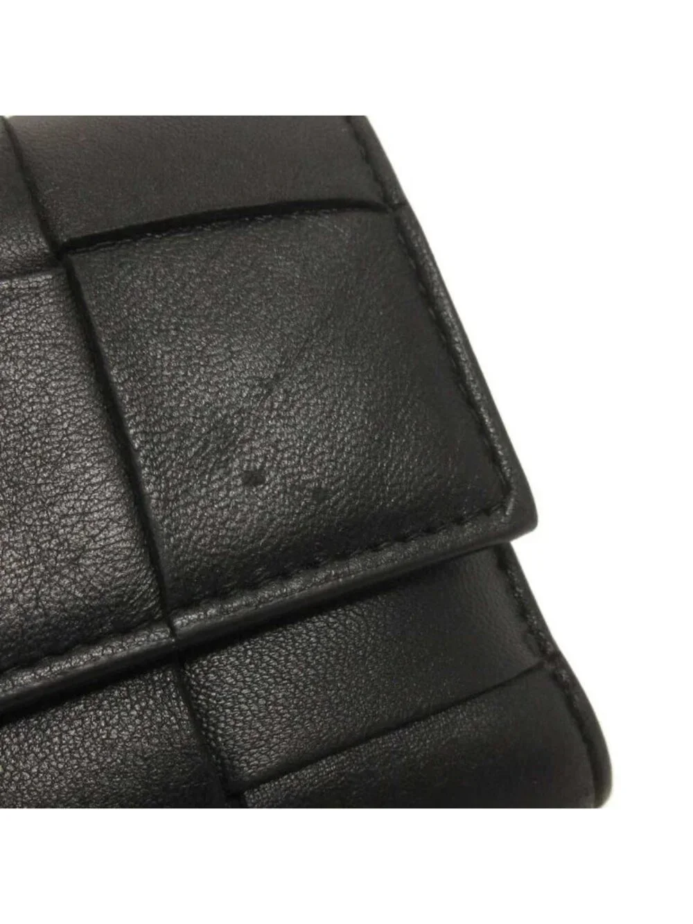 Bottega Veneta Cassette Trifold Wallet Braided Leather Black